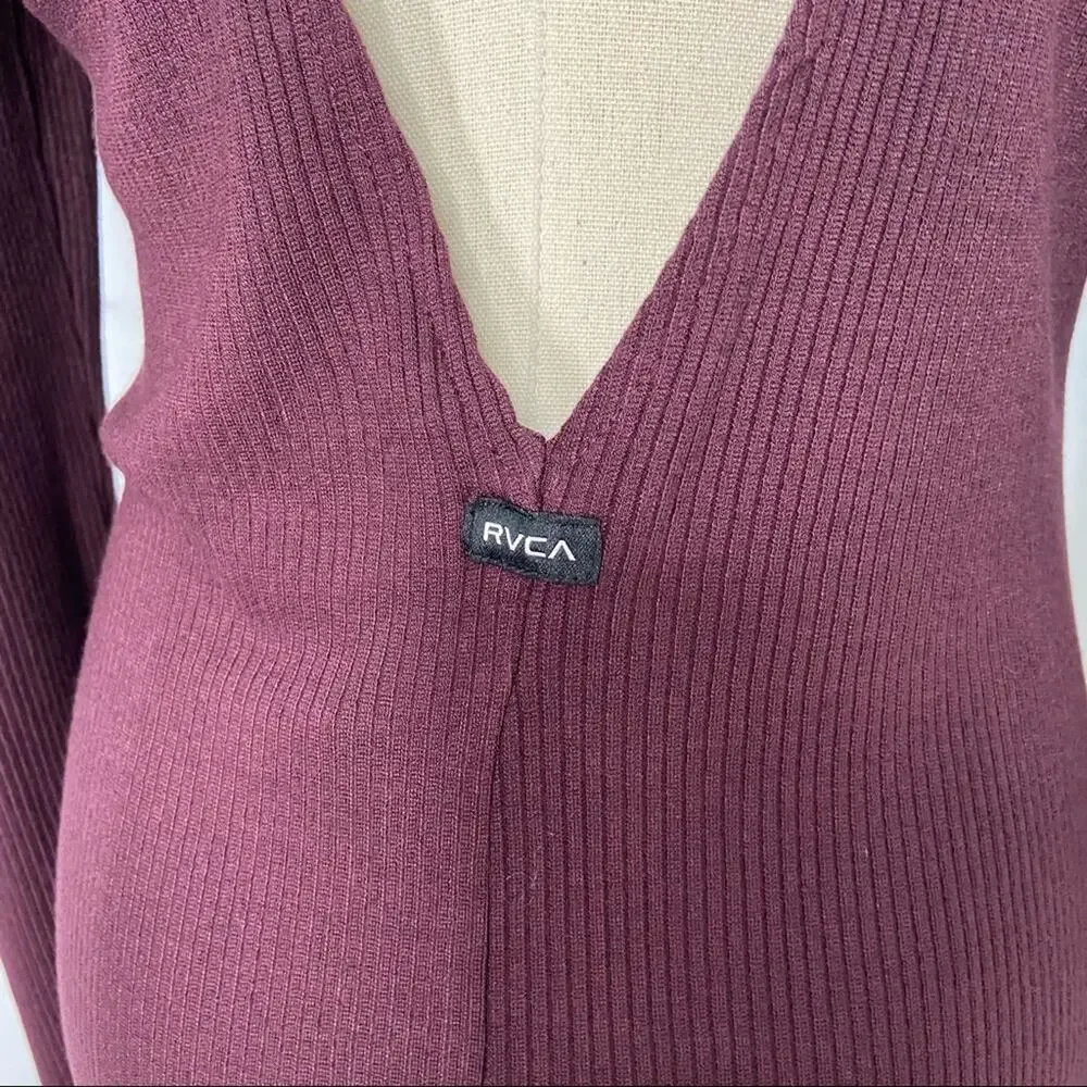 NWT RVCA Latte Back Cutout Dress Burgundy Bodycon High Neck Party Size L
